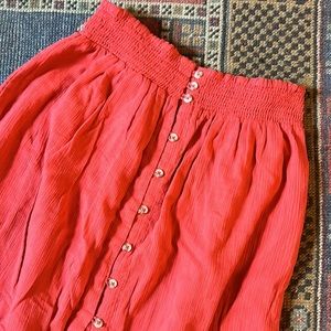 Mille tangerine coral button gauze skirt S
